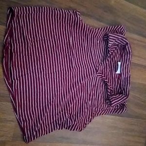 Red and white stripe collar crop top
